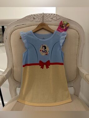 🤍 3T Disney Snow White Light Blue and Pale Yellow Ruffle Sleeve Nightgown NWT